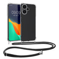 kwmobile Necklace Case kompatibel mit Xiaomi Redmi Note 13 Pro+ 5G / Redmi Note 13 Pro Plus 5G Hülle - Silikon Cover mit Handykette - Band Handyhülle Transparent Schwarz Transparent  [dsg01]