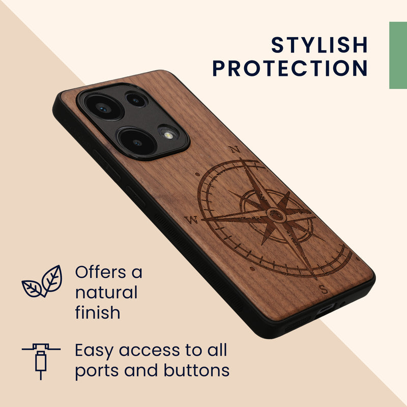 kwmobile Hülle kompatibel mit Xiaomi Redmi Note 13 Pro 4G Handy Cover TPU Handyhülle Kompass Vintage
