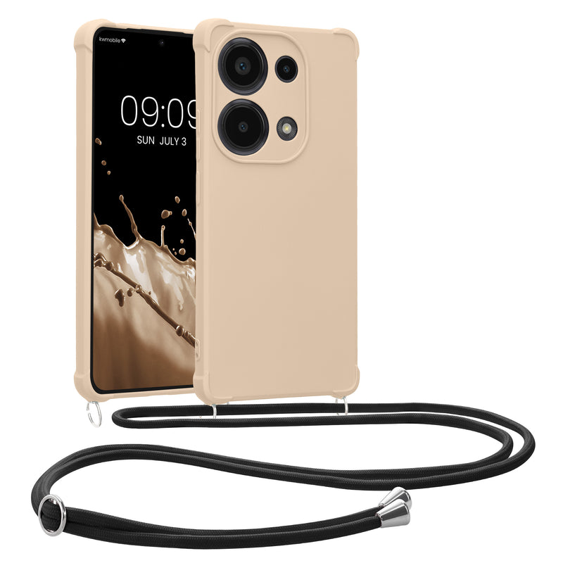 kwmobile Necklace Case kompatibel mit Xiaomi Redmi Note 13 Pro 4G Hülle - Cover mit Kordel zum Umhängen - Silikon Schutzhülle Creme Creme  