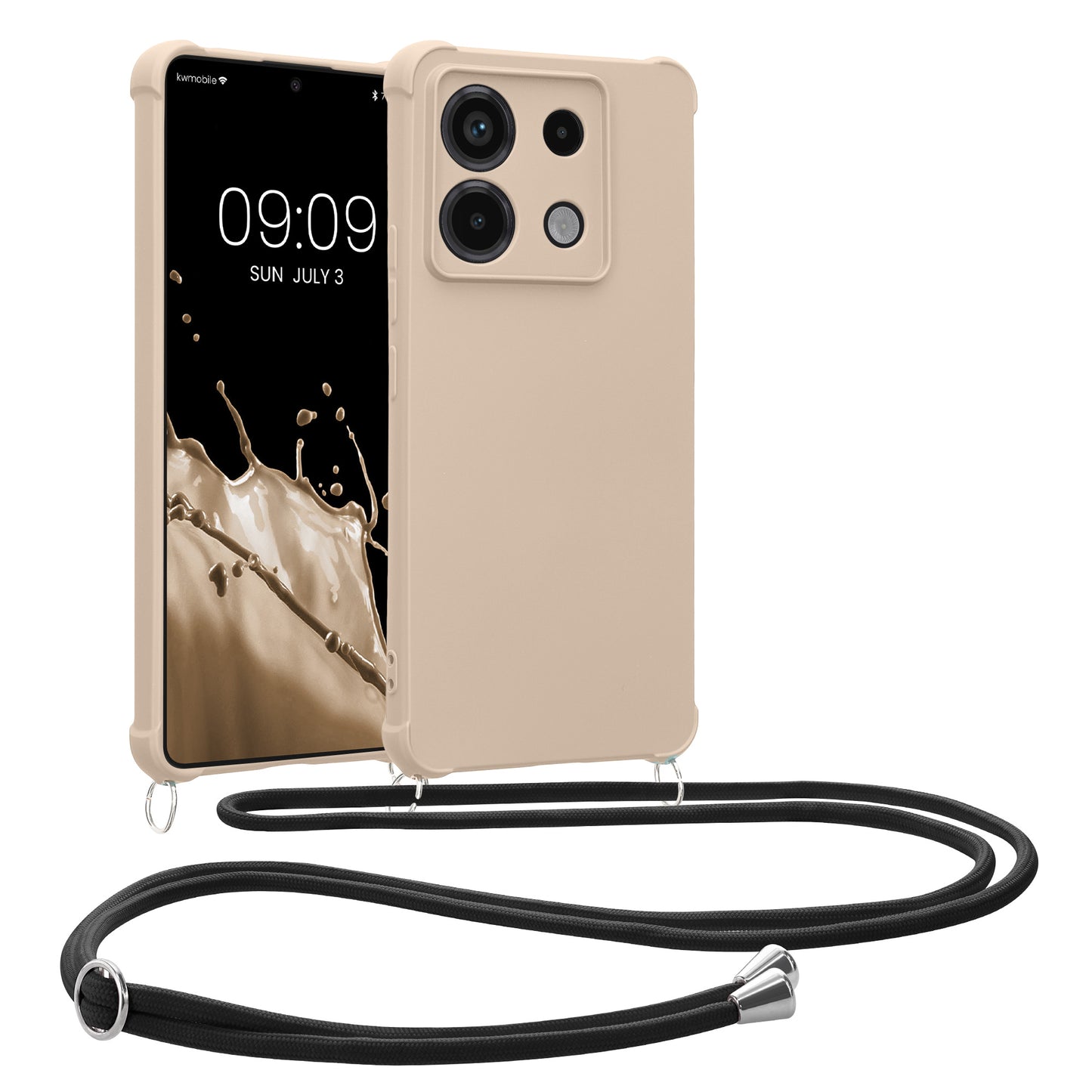 kwmobile Necklace Case kompatibel mit Xiaomi Redmi Note 13 Pro 5G / Poco X6 5G Hülle - Cover mit Kordel zum Umhängen - Silikon Schutzhülle Creme Creme  
