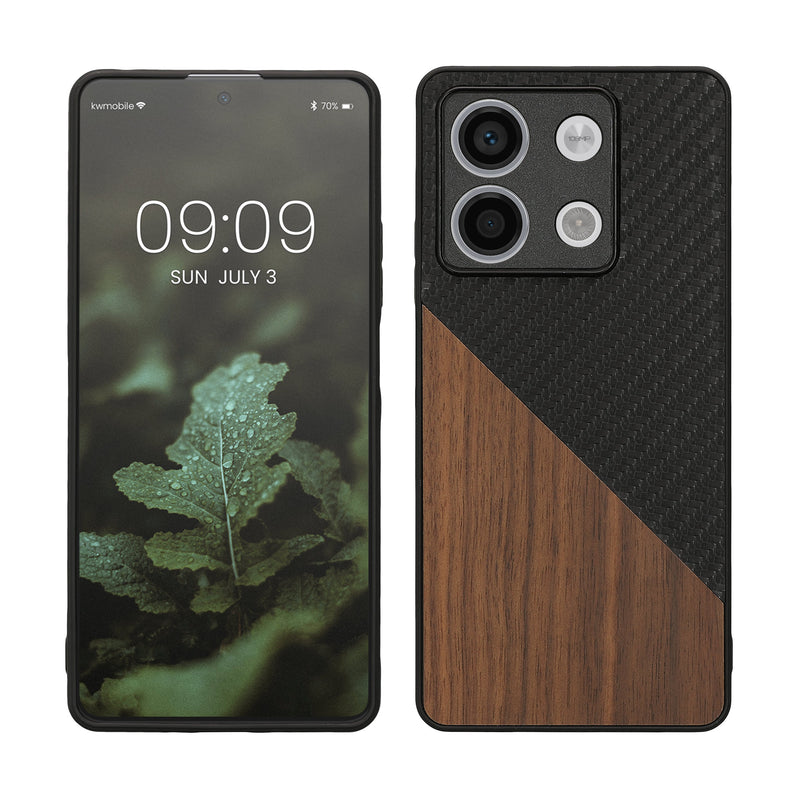 kwmobile Hülle kompatibel mit Xiaomi Redmi Note 13 5G - Handyhülle - Handy Schutzhülle - Smartphone Cover - Dunkelbraun Schwarz Dunkelbraun  [dsg01]