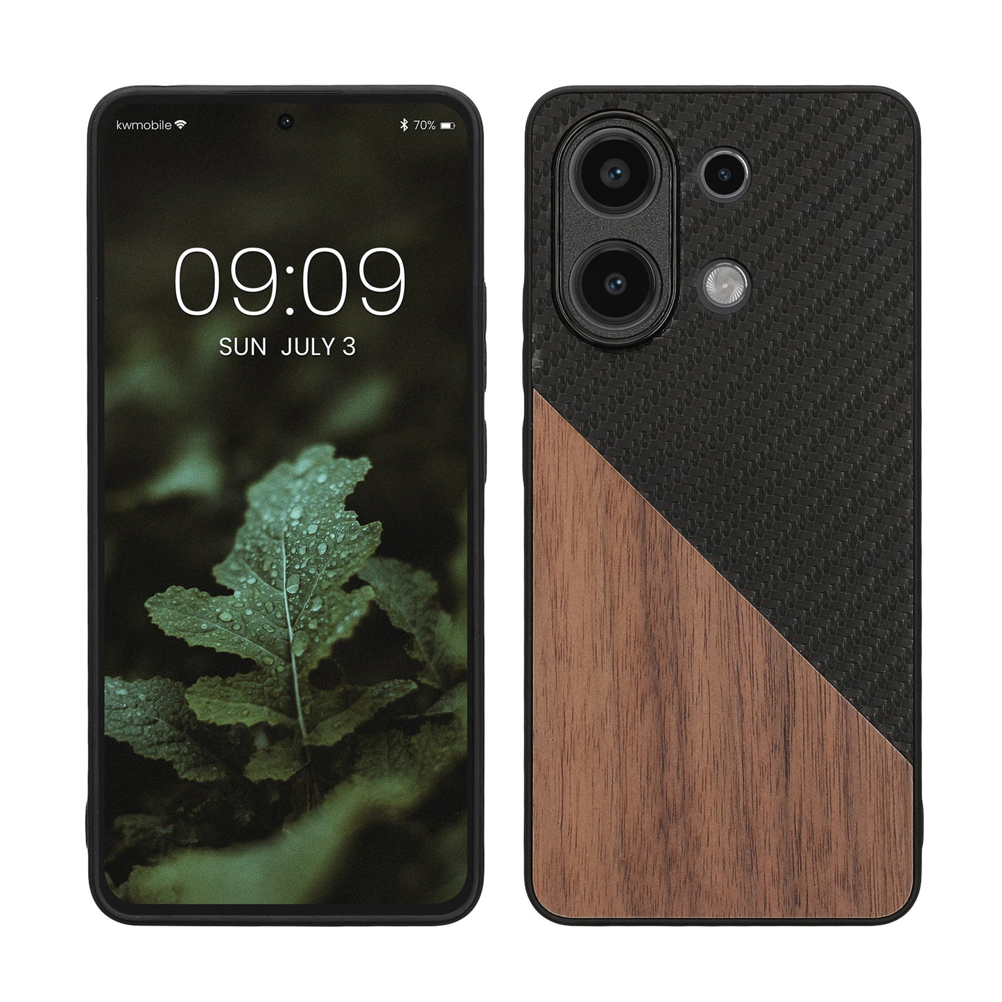 kwmobile Hülle kompatibel mit Xiaomi Redmi Note 13 4G - Handyhülle - Handy Schutzhülle - Smartphone Cover - Dunkelbraun Schwarz Dunkelbraun  [dsg01]