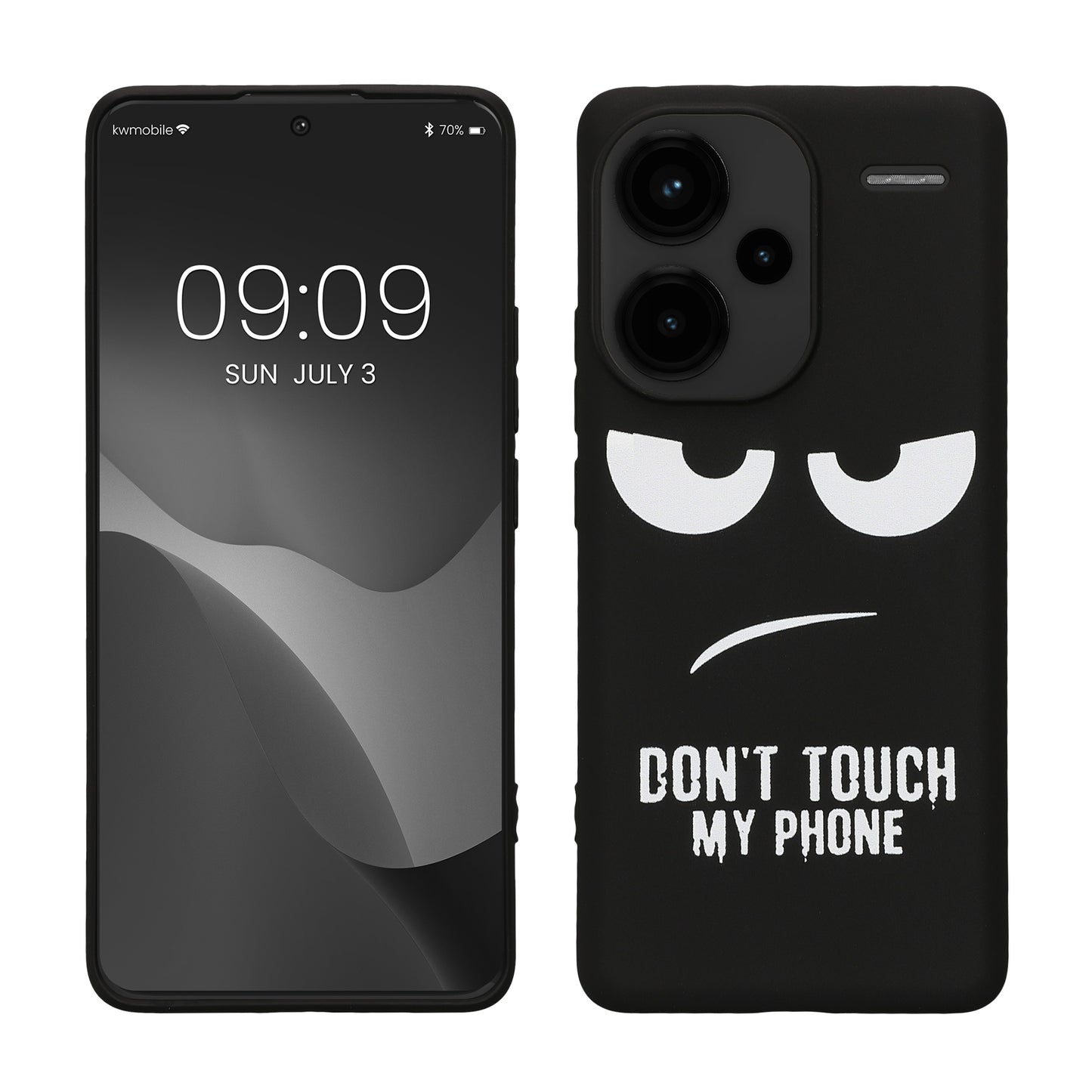 kwmobile Hülle kompatibel mit Xiaomi Redmi Note 13 Pro+ 5G / Redmi Note 13 Pro Plus 5G - Handyhülle Silikon Case - Don't touch my Phone Weiß Schwarz Weiß  [dsg01]
