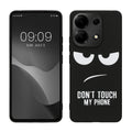 kwmobile Hülle kompatibel mit Xiaomi Redmi Note 13 4G - Handyhülle Silikon Case - Don't touch my Phone Weiß Schwarz Weiß  [dsg01]