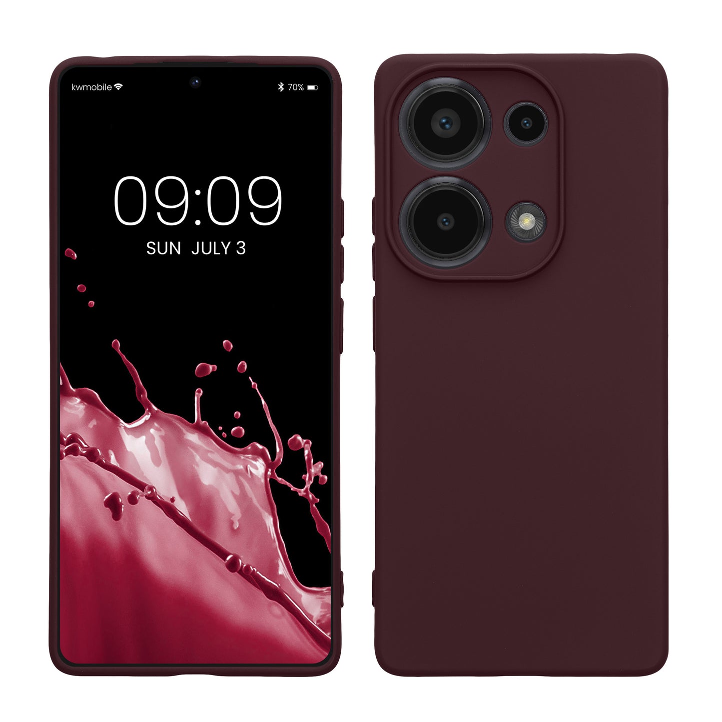 kwmobile Slim Case kompatibel mit Xiaomi Redmi Note 13 Pro 4G Hülle - Handyhülle aus Silikon in Bordeaux Violett Bordeaux Violett  