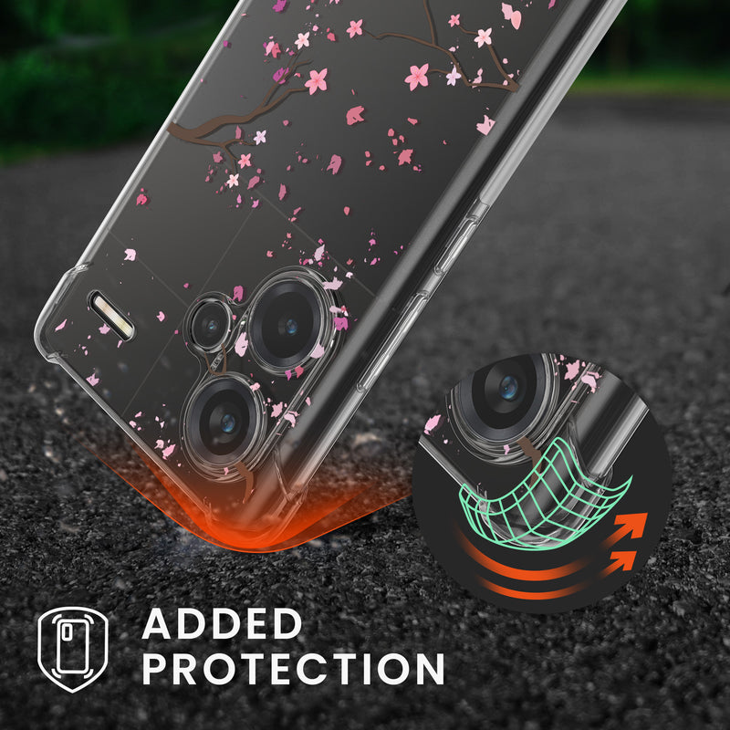 kwmobile Necklace Case kompatibel mit Xiaomi Redmi Note 13 Pro+ 5G / Redmi Note 13 Pro Plus 5G Hülle Silikon Cover mit Handykette Transparent Kirschblütenblätter