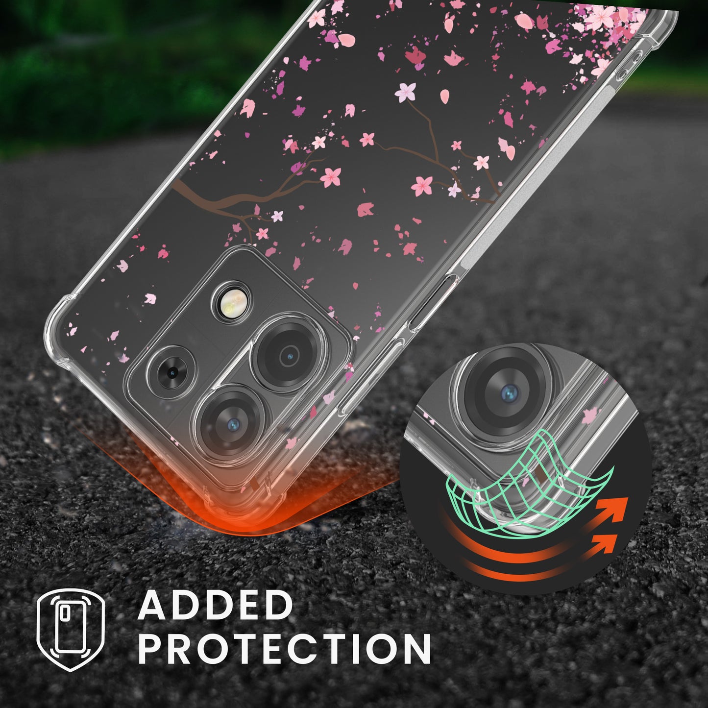 kwmobile Necklace Case kompatibel mit Xiaomi Redmi Note 13 5G Hülle Silikon Cover mit Handykette Kirschblütenblätter