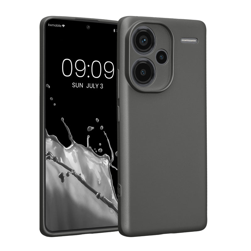 kwmobile Handyhülle kompatibel mit Xiaomi Redmi Note 13 Pro+ 5G / Redmi Note 13 Pro Plus 5G Hülle - weiche Silikon Case metallisch schimmernd in Metallic Grau Metallic Grau  
