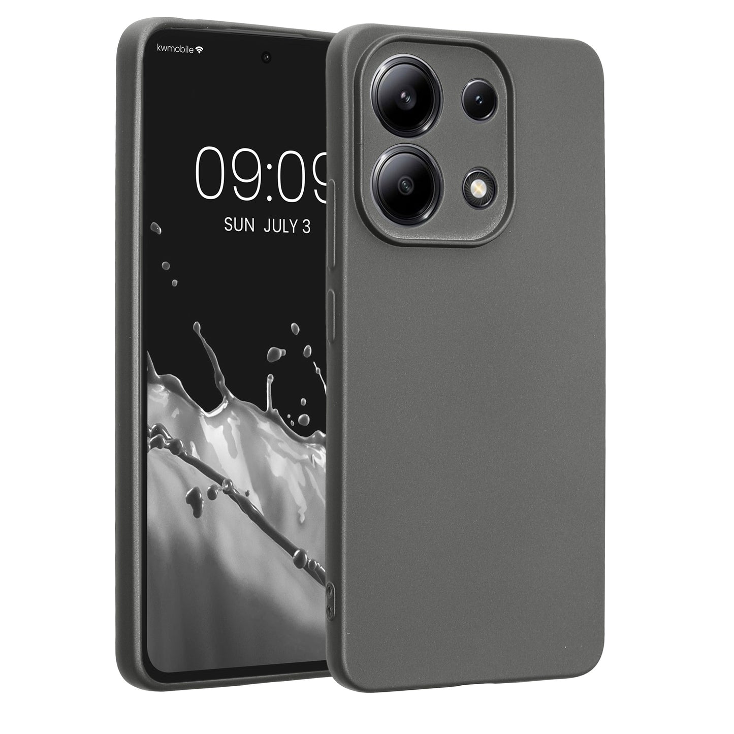 kwmobile Handyhülle kompatibel mit Xiaomi Redmi Note 13 4G Hülle - weiche Silikon Case metallisch schimmernd in Metallic Grau Metallic Grau  