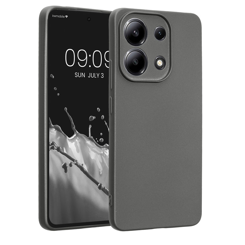 kwmobile Handyhülle kompatibel mit Xiaomi Redmi Note 13 4G Hülle - weiche Silikon Case metallisch schimmernd in Metallic Grau Metallic Grau  