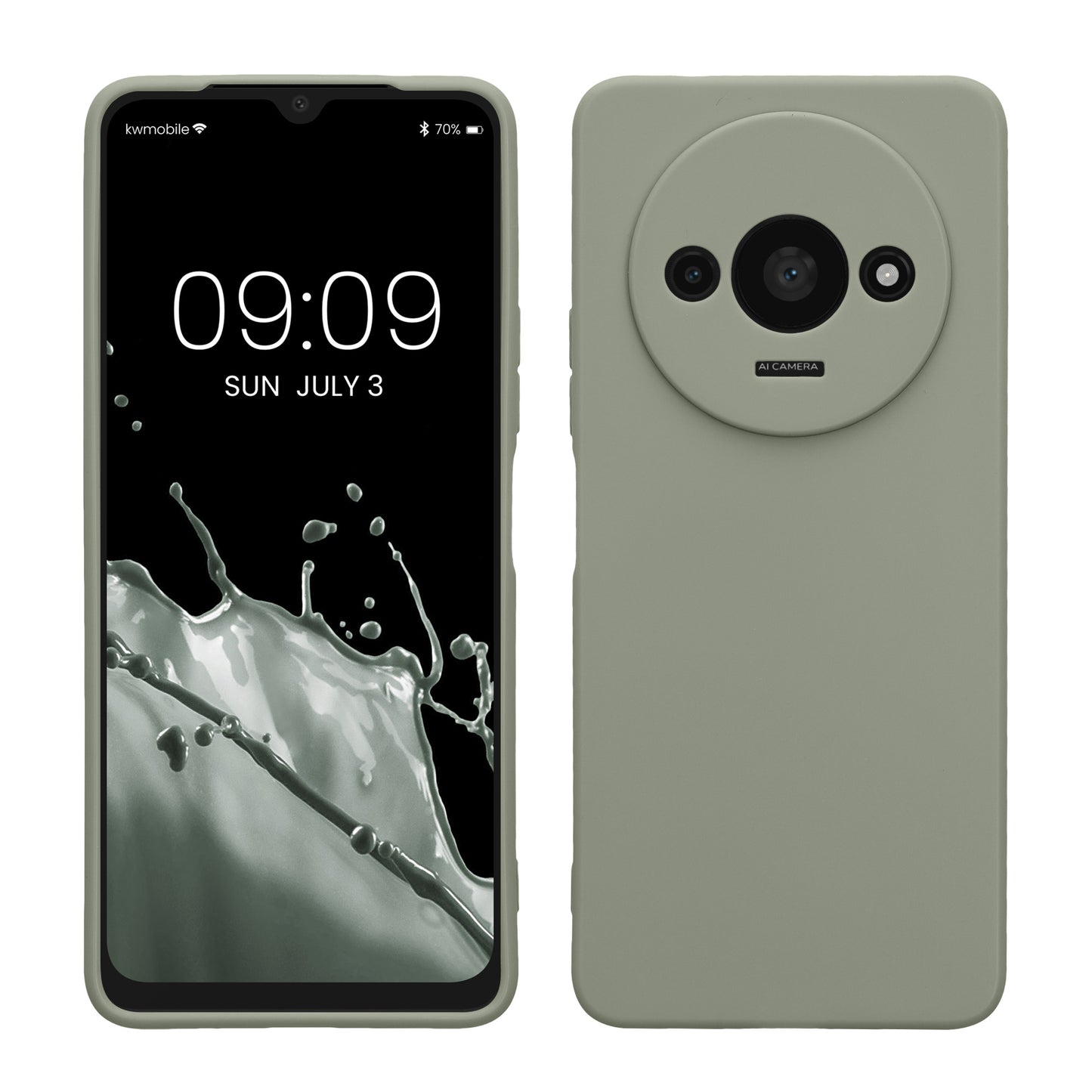 kwmobile Handyhülle kompatibel mit Xiaomi Redmi A3 Hülle - Handy Case aus weichem Silikon in Graugrün Graugrün  
