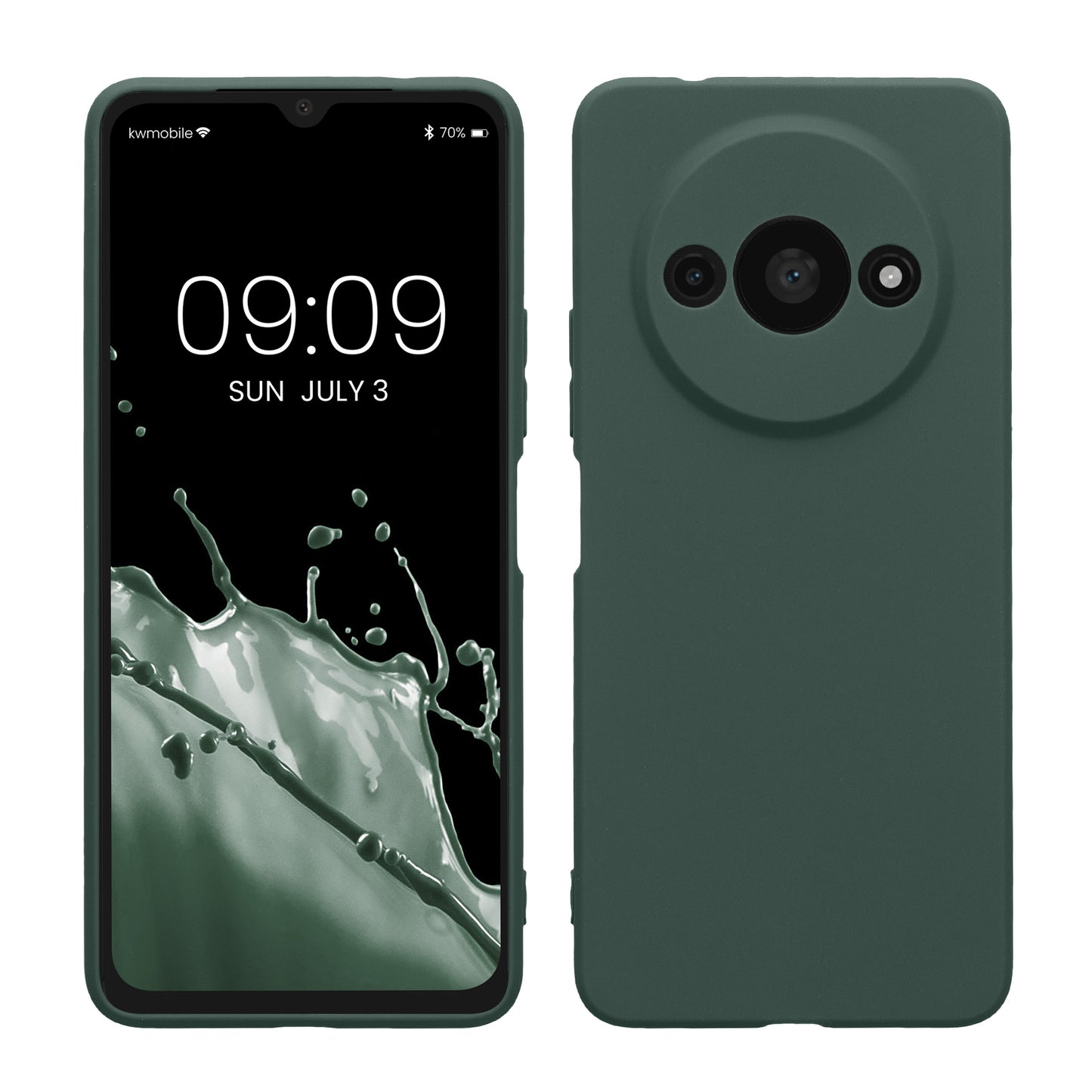 kwmobile Handyhülle kompatibel mit Xiaomi Redmi A3 Hülle - Handy Case aus weichem Silikon in Moosgrün Moosgrün  