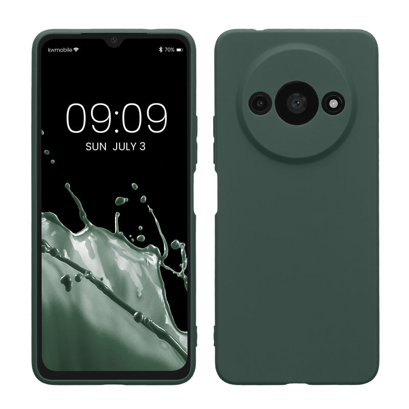 kwmobile Handyhülle kompatibel mit Xiaomi Redmi A3 Hülle - Handy Case aus weichem Silikon in Moosgrün Moosgrün  