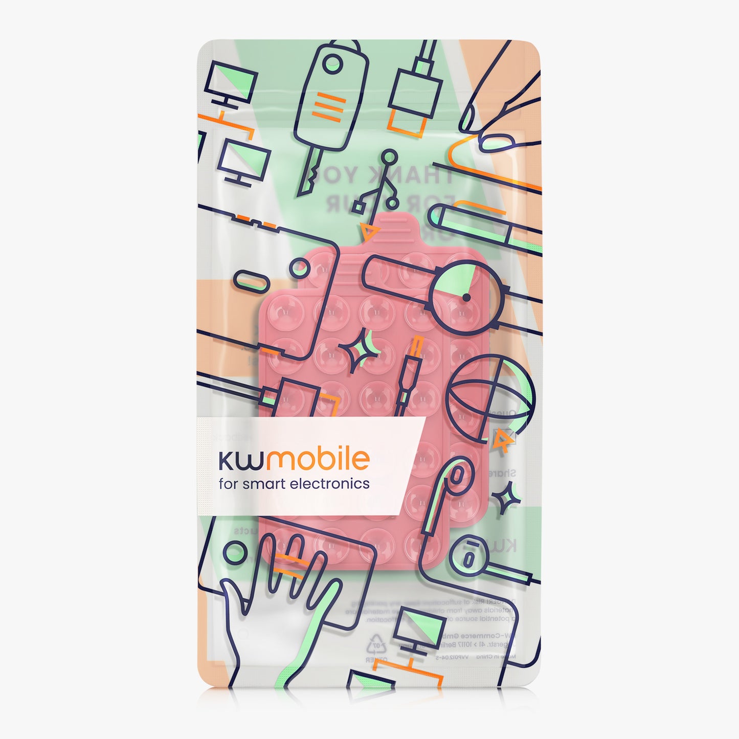 kwmobile 2x Saugnapf Handyhalterung - Handy Halter selbstklebend - 5,5 x 9cm - Universal Halterung für Handyhüllen - Kompatibel mit iPhone und Android