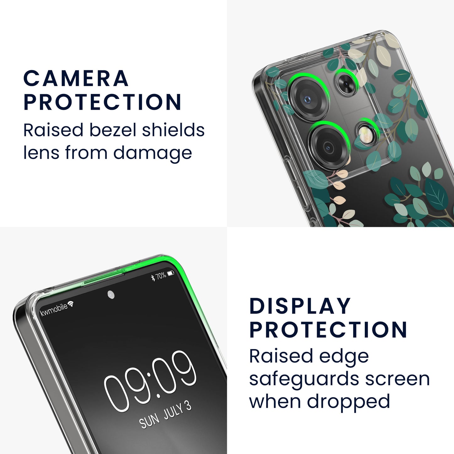 kwmobile Hülle kompatibel mit Xiaomi Redmi Note 13 Pro 5G / Poco X6 5G Handyhülle - Mit Glas Schutzfolie - Kirschblütenblätter