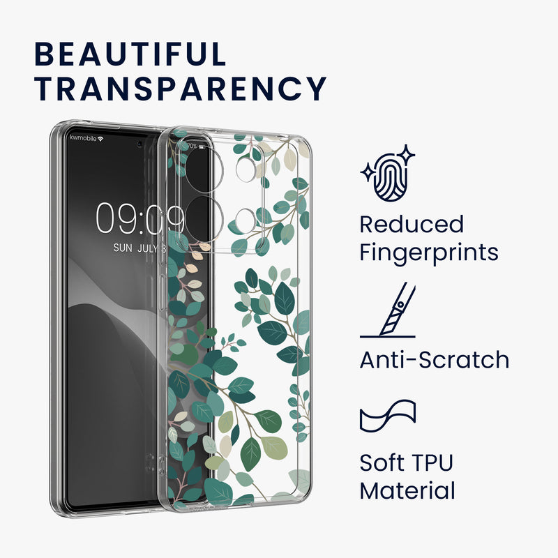 kwmobile Hülle kompatibel mit Xiaomi Redmi Note 13 Pro 5G / Poco X6 5G Handyhülle - Mit Glas Schutzfolie - Kirschblütenblätter