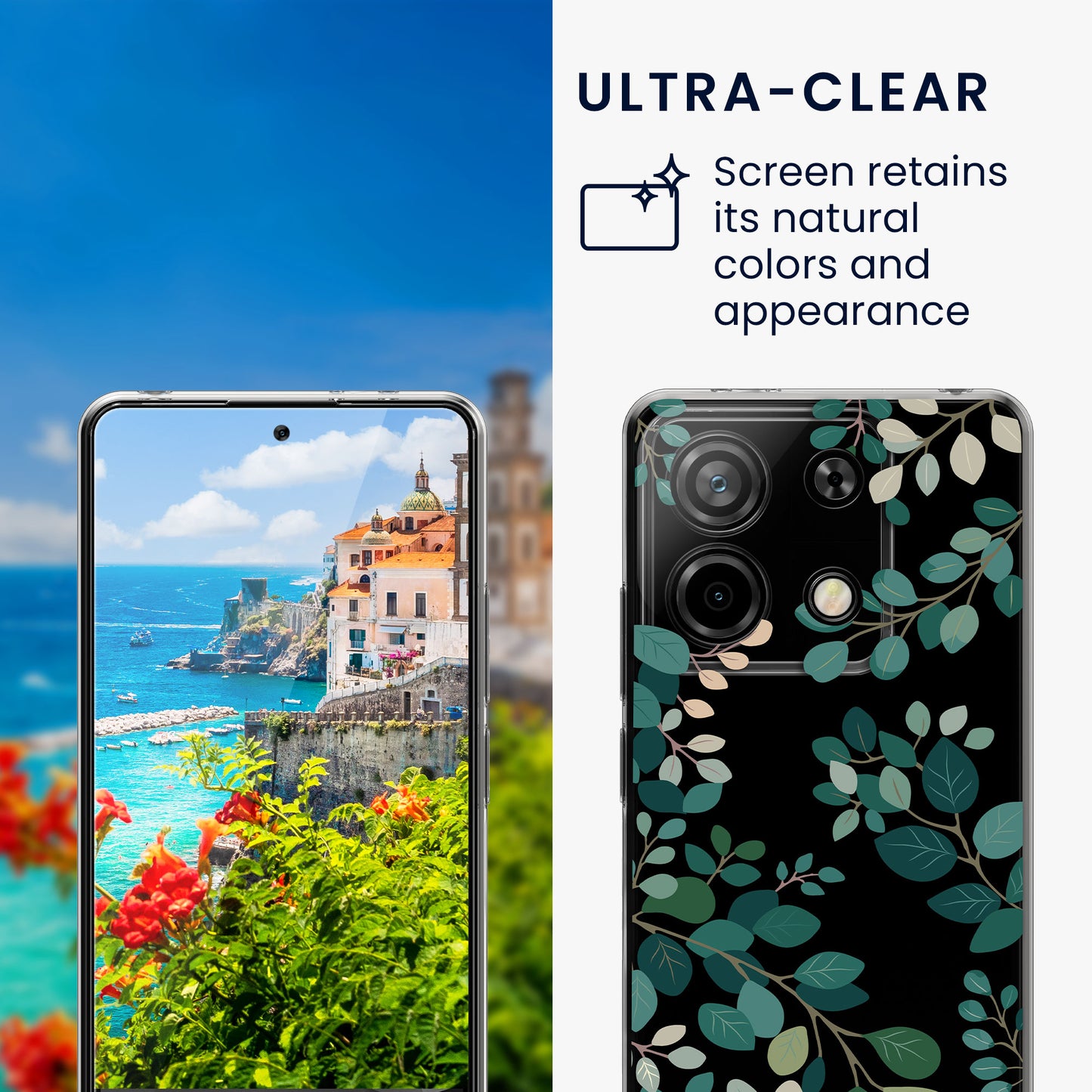 kwmobile Hülle kompatibel mit Xiaomi Redmi Note 13 Pro 5G / Poco X6 5G Handyhülle - Mit Glas Schutzfolie - Kirschblütenblätter