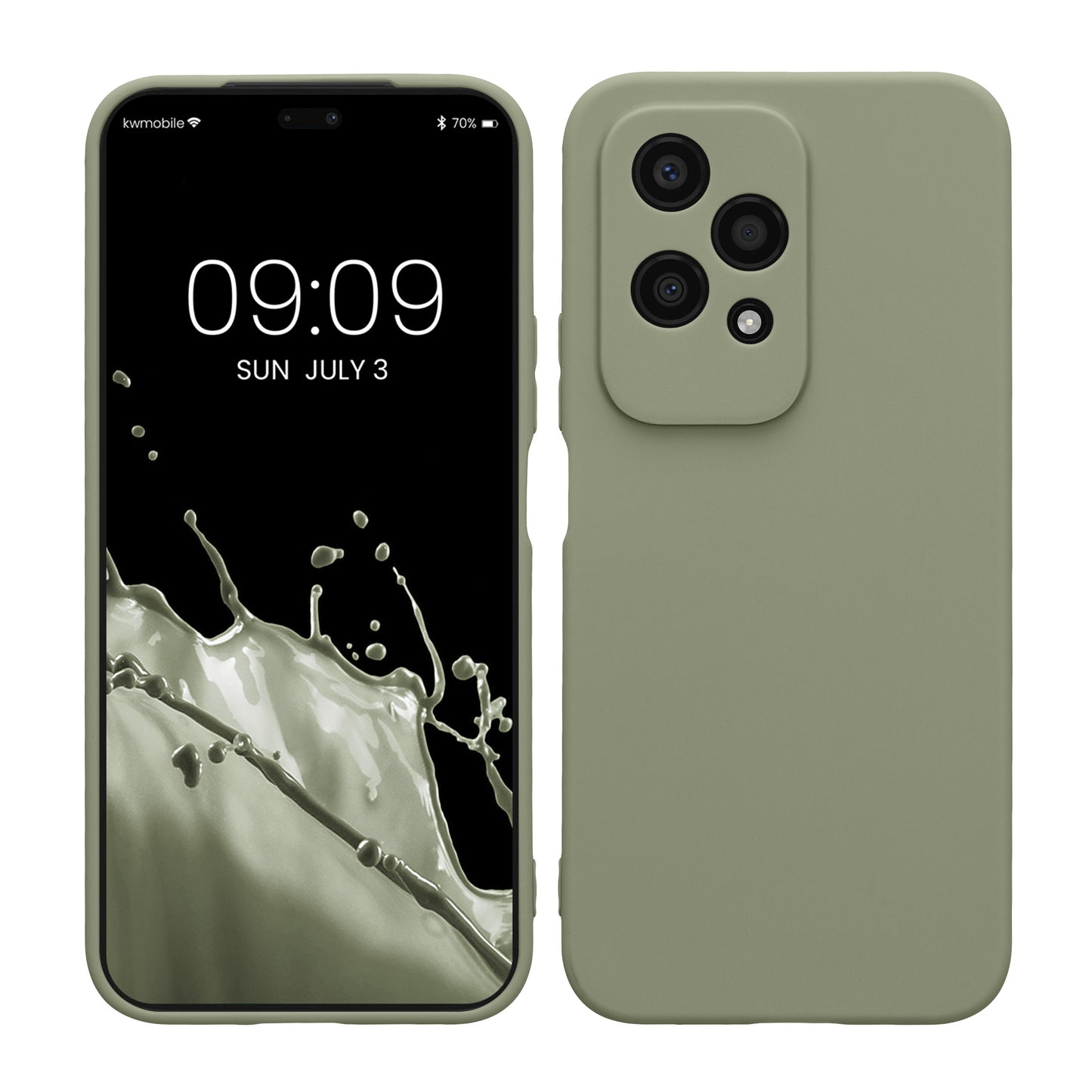 kwmobile Handyhülle kompatibel mit HONOR 200 Lite Hülle - Handy Case aus weichem Silikon in Graugrün Graugrün  