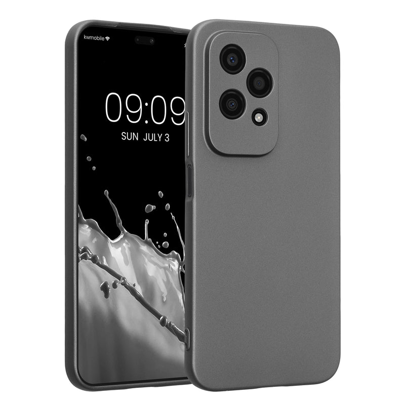 kwmobile Handyhülle kompatibel mit HONOR 200 Lite Hülle - weiche Silikon Case metallisch schimmernd in Metallic Grau Metallic Grau  