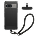 kwmobile Handy TPU Case kompatibel mit Google Pixel 7 Hülle - Kristallklare Schutzhülle mit Kantenschutz und abnehmbarem Armband inkl. 2 Pads - Transparent Schwarz Transparent  