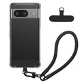 kwmobile Handy TPU Case kompatibel mit Google Pixel 8 Hülle - Kristallklare Schutzhülle mit Kantenschutz und abnehmbarem Armband inkl. 2 Pads - Transparent Schwarz Transparent  