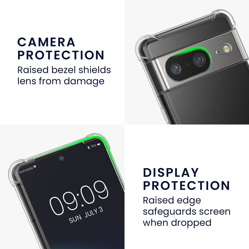 kwmobile Handy Case kompatibel mit Google Pixel 8 Hülle Schutzhülle mit Kantenschutz und abnehmbarem Armband inkl. 2 Pads