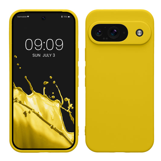 kwmobile Handyhülle kompatibel mit Google Pixel 9 Hülle - Handy Case aus weichem Silikon in Strahlend Gelb Strahlend Gelb  