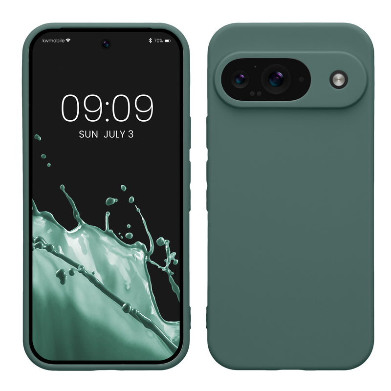 kwmobile Handyhülle kompatibel mit Google Pixel 9 Hülle - Handy Case aus weichem Silikon in Blaugrün Blaugrün  