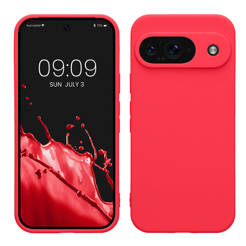 kwmobile Handyhülle kompatibel mit Google Pixel 9 Hülle - Handy Case aus weichem Silikon in Neon Pink Neon Pink  