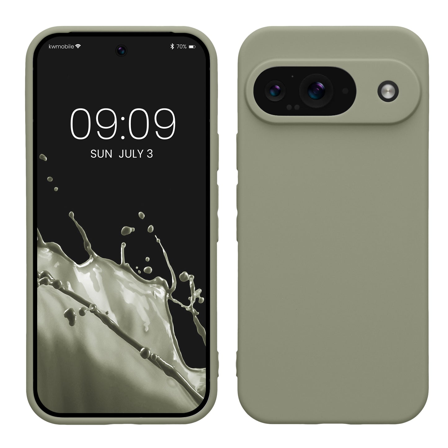 kwmobile Handyhülle kompatibel mit Google Pixel 9 Hülle - Handy Case aus weichem Silikon in Graugrün Graugrün  