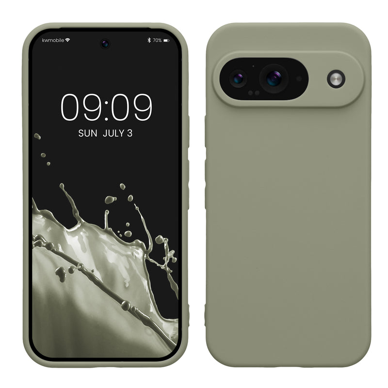 kwmobile Handyhülle kompatibel mit Google Pixel 9 Hülle - Handy Case aus weichem Silikon in Graugrün Graugrün  