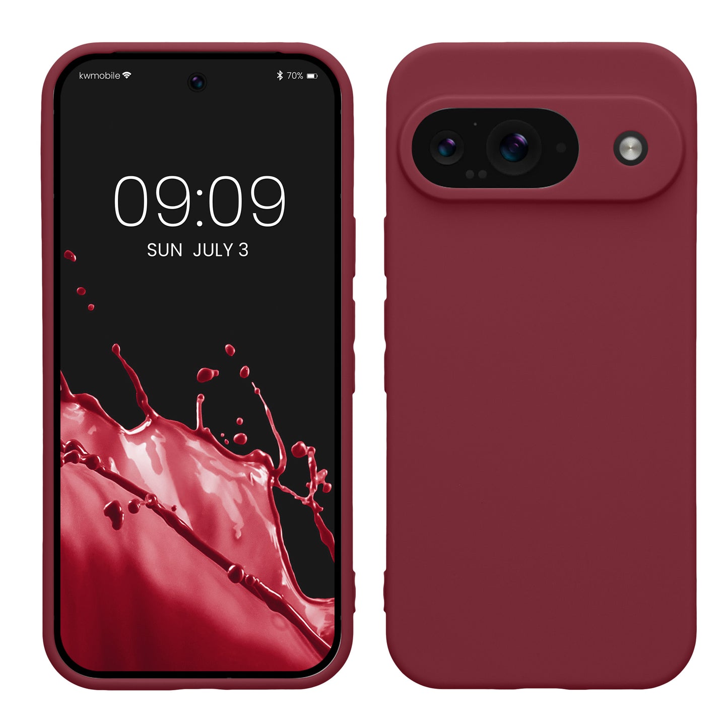 kwmobile Handyhülle kompatibel mit Google Pixel 9 Hülle - Handy Case aus weichem Silikon in Bordeaux Violett Bordeaux Violett  