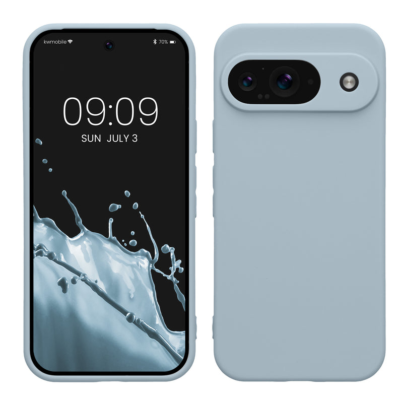 kwmobile Handyhülle kompatibel mit Google Pixel 9 Hülle - Handy Case aus weichem Silikon in Hellblau matt Hellblau matt  