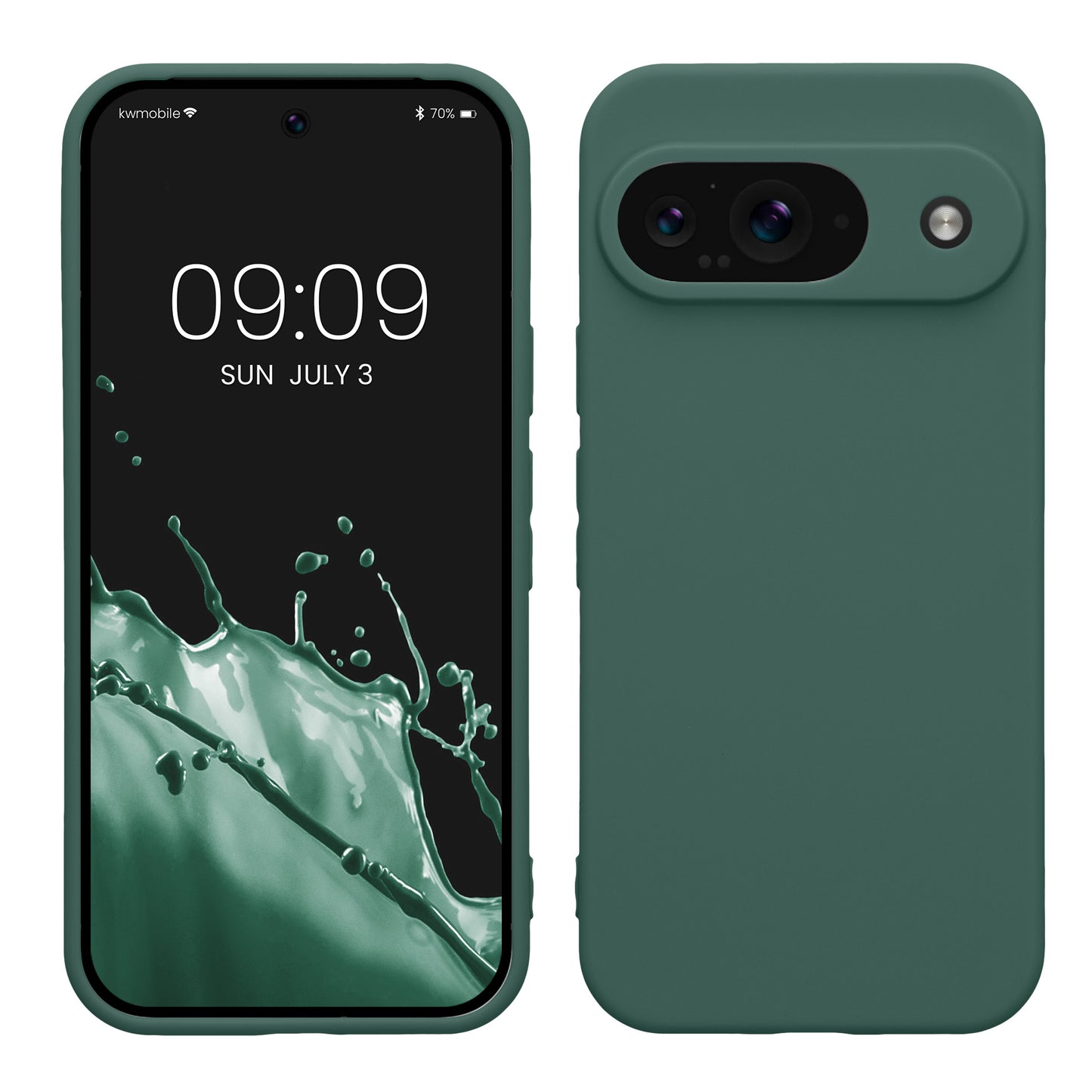kwmobile Handyhülle kompatibel mit Google Pixel 9 Hülle - Handy Case aus weichem Silikon in Tannengrün Tannengrün  