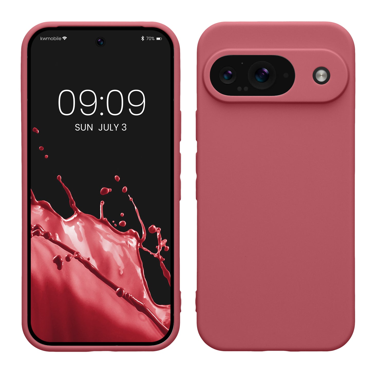 kwmobile Handyhülle kompatibel mit Google Pixel 9 Hülle - Handy Case aus weichem Silikon in Dark Rose Dark Rose  