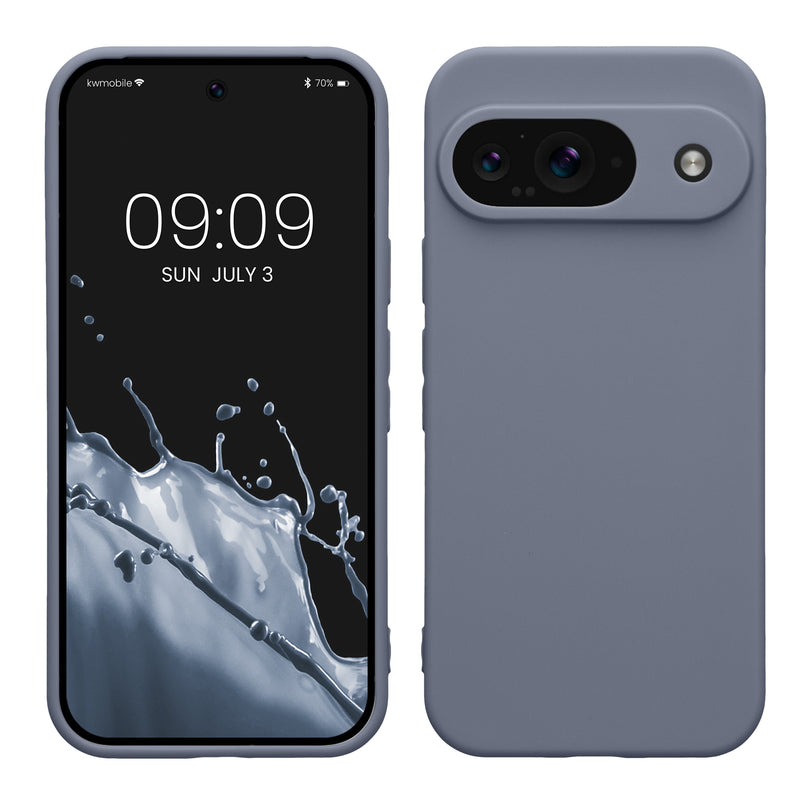 kwmobile Handyhülle kompatibel mit Google Pixel 9 Hülle - Handy Case aus weichem Silikon in Blaugrau Blaugrau  