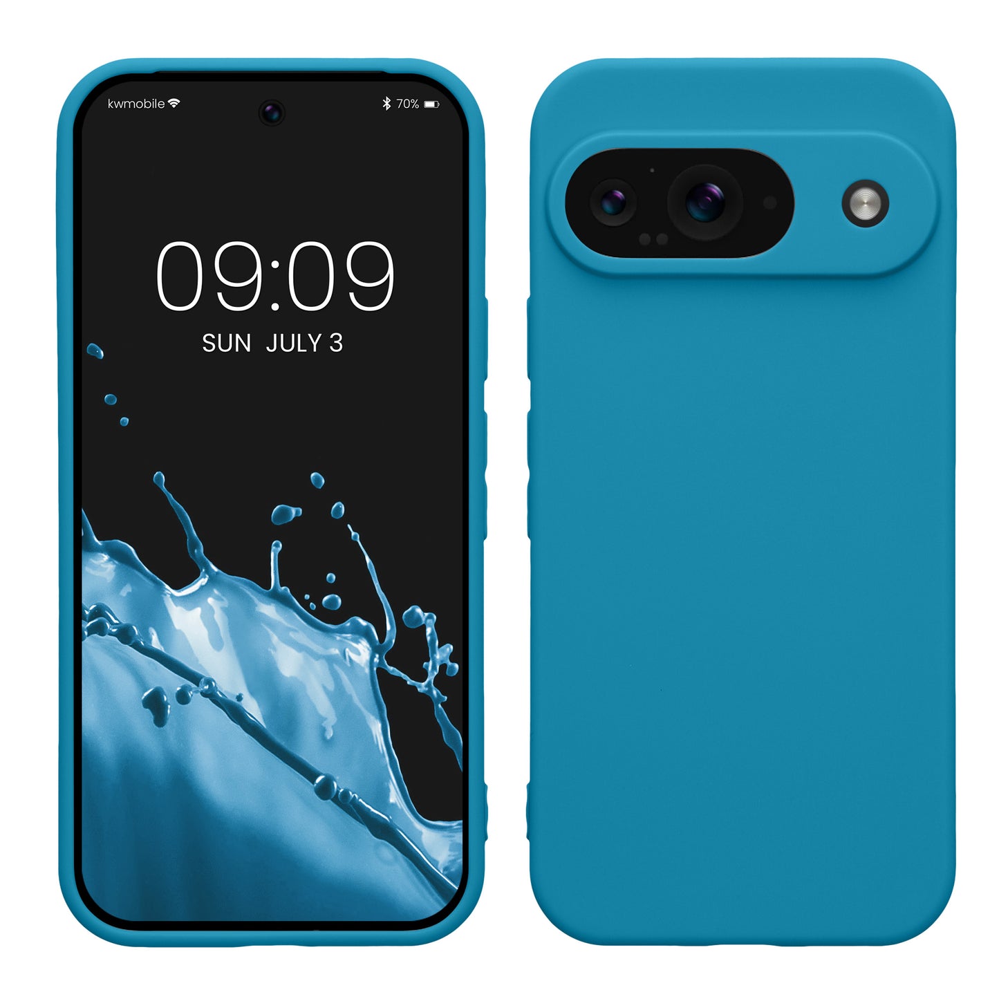 kwmobile Handyhülle kompatibel mit Google Pixel 9 Hülle - Handy Case aus weichem Silikon in Karibikblau Karibikblau  