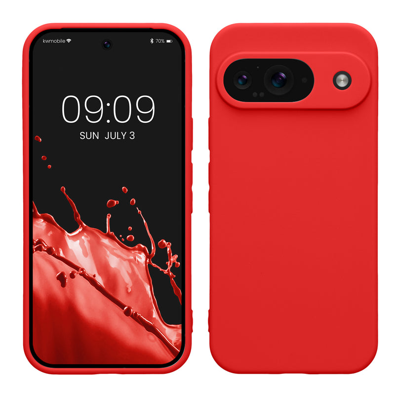 kwmobile Handyhülle kompatibel mit Google Pixel 9 Hülle - Handy Case aus weichem Silikon in Klassisch Rot Klassisch Rot  