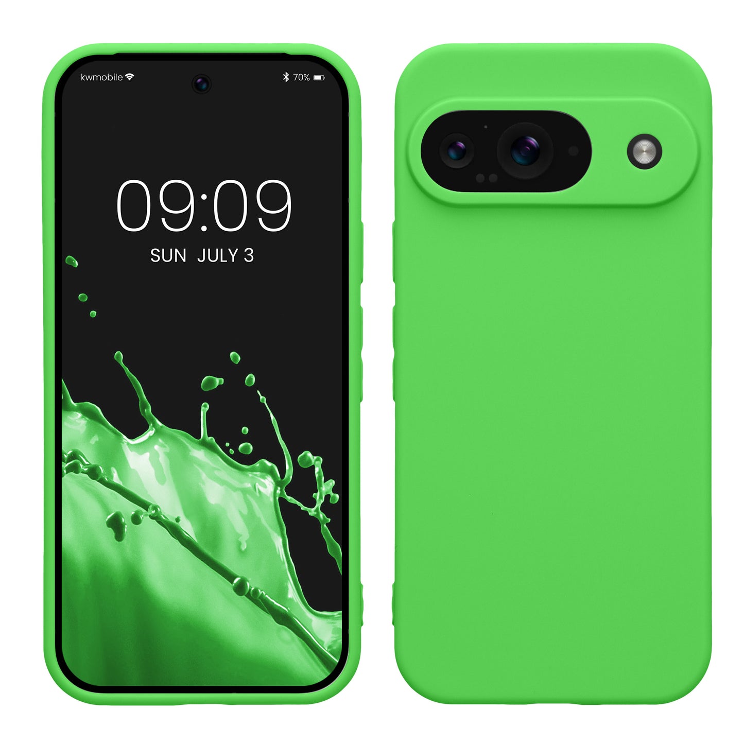 kwmobile Handyhülle kompatibel mit Google Pixel 9 Hülle - Handy Case aus weichem Silikon in Limettengrün Limettengrün  
