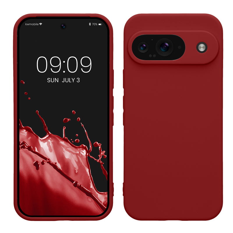 kwmobile Handyhülle kompatibel mit Google Pixel 9 Hülle - Handy Case aus weichem Silikon in Rhabarber Rot Rhabarber Rot  