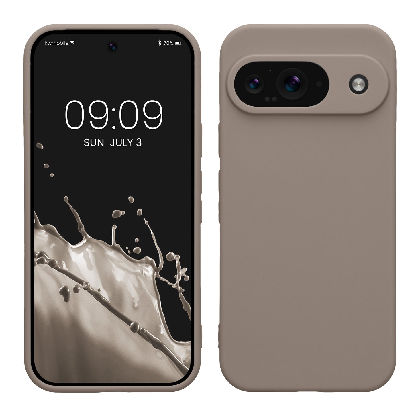 kwmobile Handyhülle kompatibel mit Google Pixel 9 Hülle - Handy Case aus weichem Silikon in Taupe Taupe  