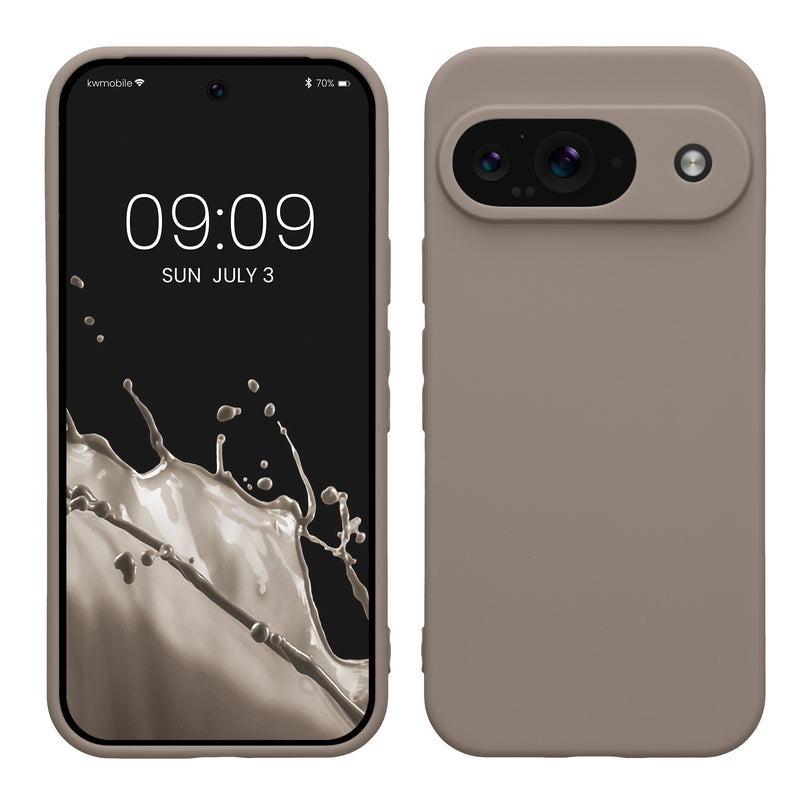 kwmobile Handyhülle kompatibel mit Google Pixel 9 Hülle - Handy Case aus weichem Silikon in Taupe Taupe  