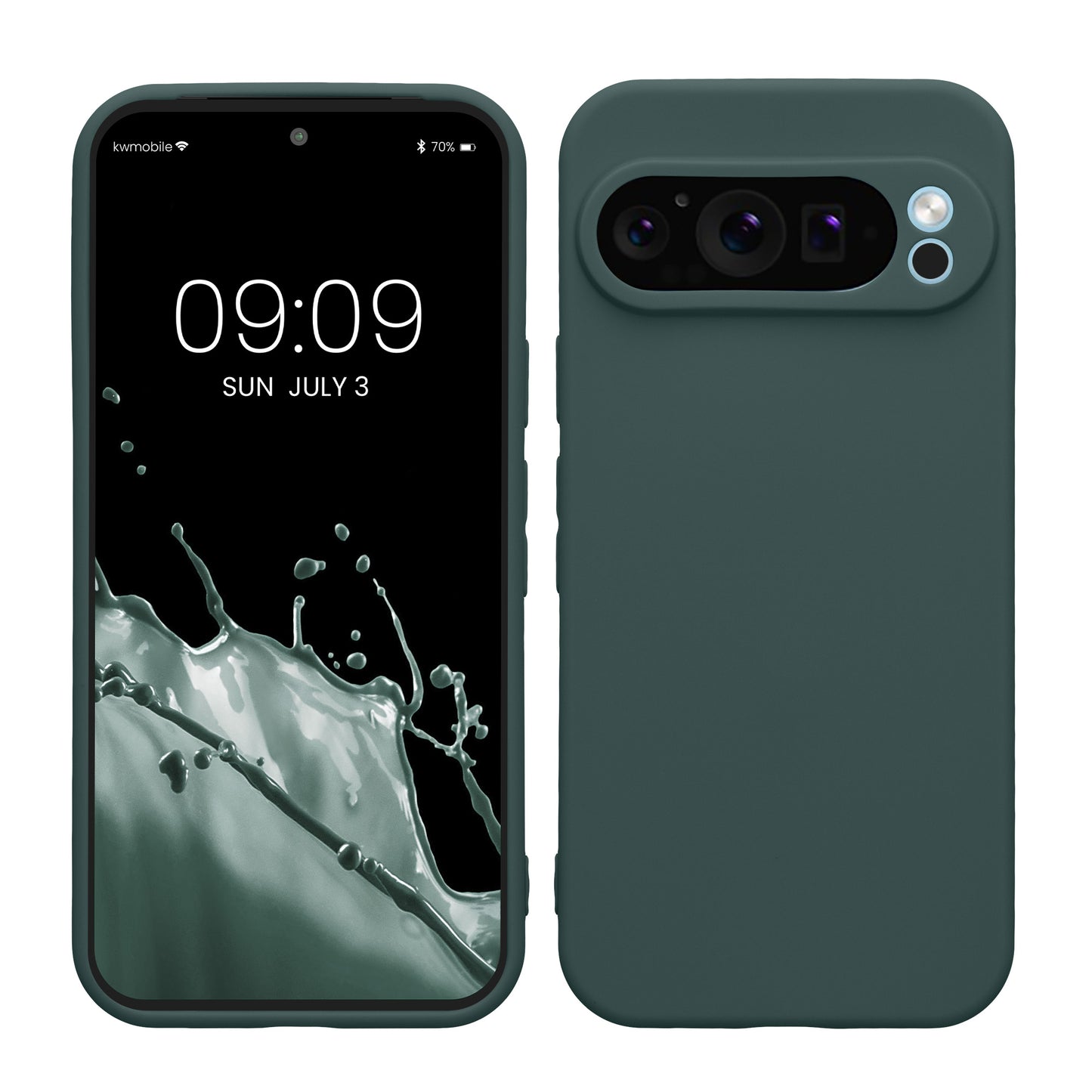 kwmobile Handyhülle kompatibel mit Google Pixel 9 Pro Hülle - Handy Case aus weichem Silikon in Blaugrün Blaugrün  