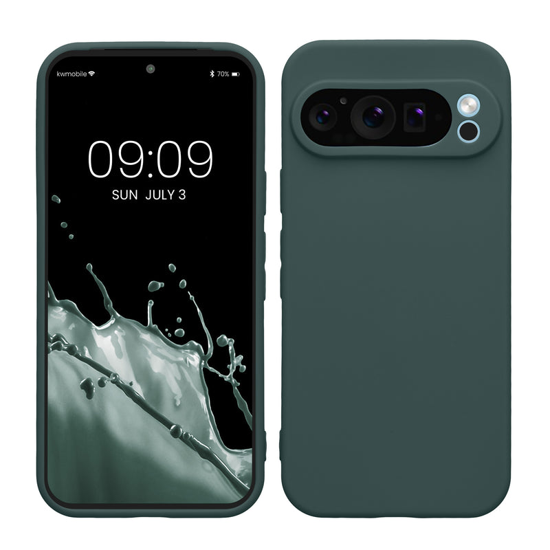 kwmobile Handyhülle kompatibel mit Google Pixel 9 Pro Hülle - Handy Case aus weichem Silikon in Blaugrün Blaugrün  