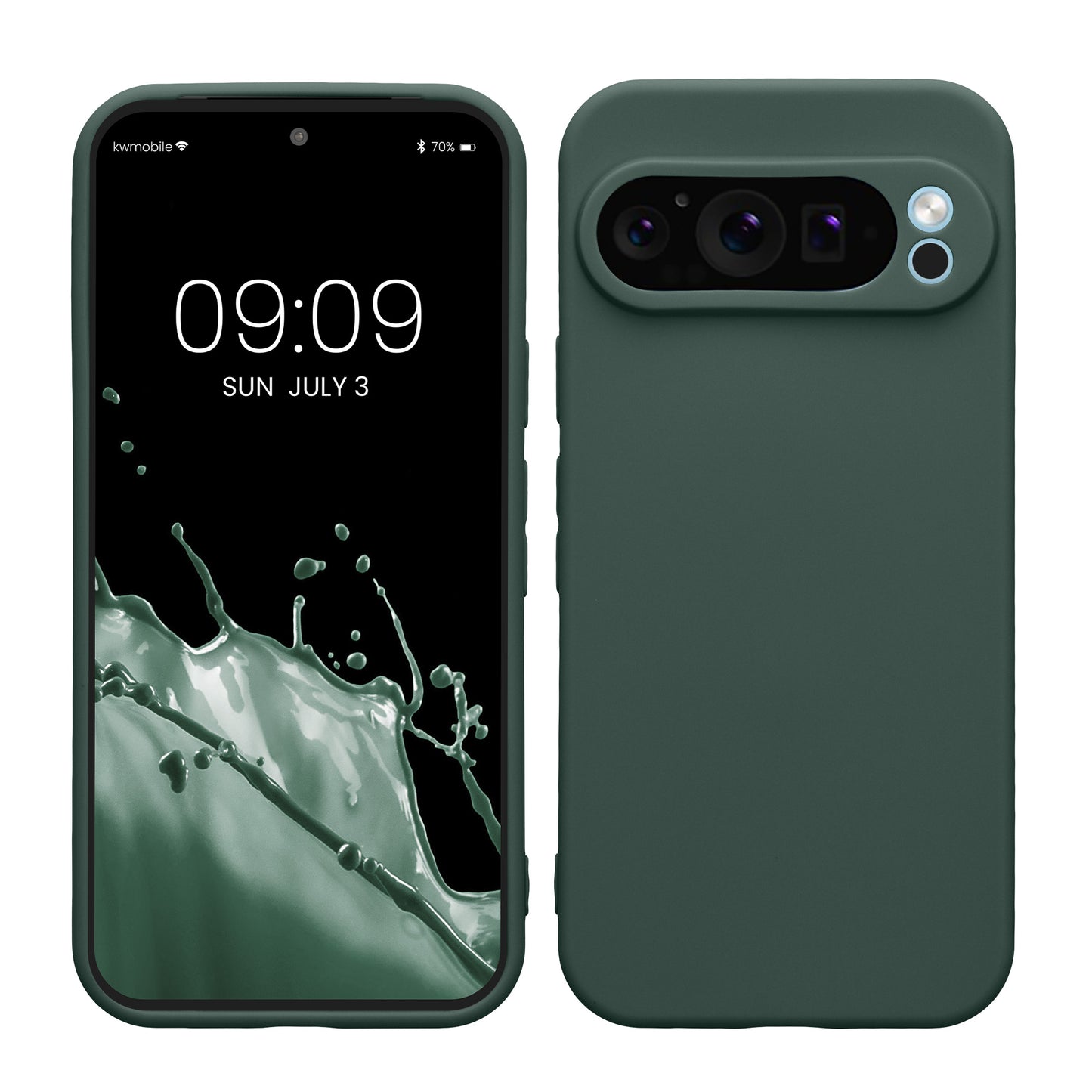 kwmobile Handyhülle kompatibel mit Google Pixel 9 Pro Hülle - Handy Case aus weichem Silikon in Moosgrün Moosgrün  