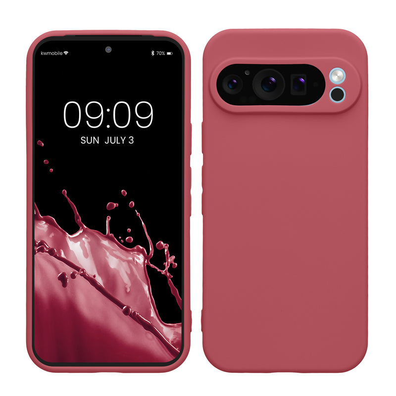 kwmobile Handyhülle kompatibel mit Google Pixel 9 Pro Hülle - Handy Case aus weichem Silikon in Dark Rose Dark Rose  
