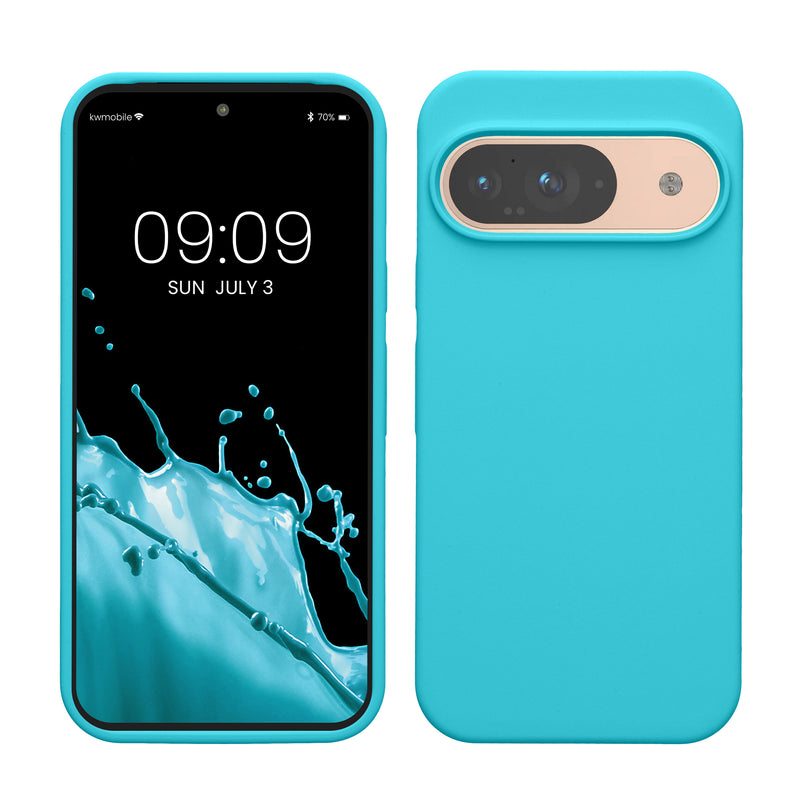 kwmobile Handyhülle für Google Pixel 9 Hülle / Google Pixel 9 Pro Hülle, für Pixel 9 Hülle / Pixel 9 Pro Hülle, für Pixel 9 Case / Pixel 9 Pro Case - Hülle Silikon - kabelloses Laden - Cool Glacier Cool Glacier  