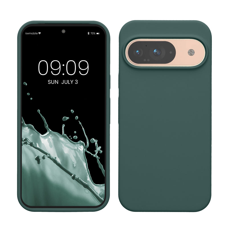 kwmobile Handyhülle für Google Pixel 9 Hülle / Google Pixel 9 Pro Hülle, für Pixel 9 Hülle / Pixel 9 Pro Hülle, für Pixel 9 Case / Pixel 9 Pro Case - Hülle Silikon - kabelloses Laden - Blaugrün Blaugrün  