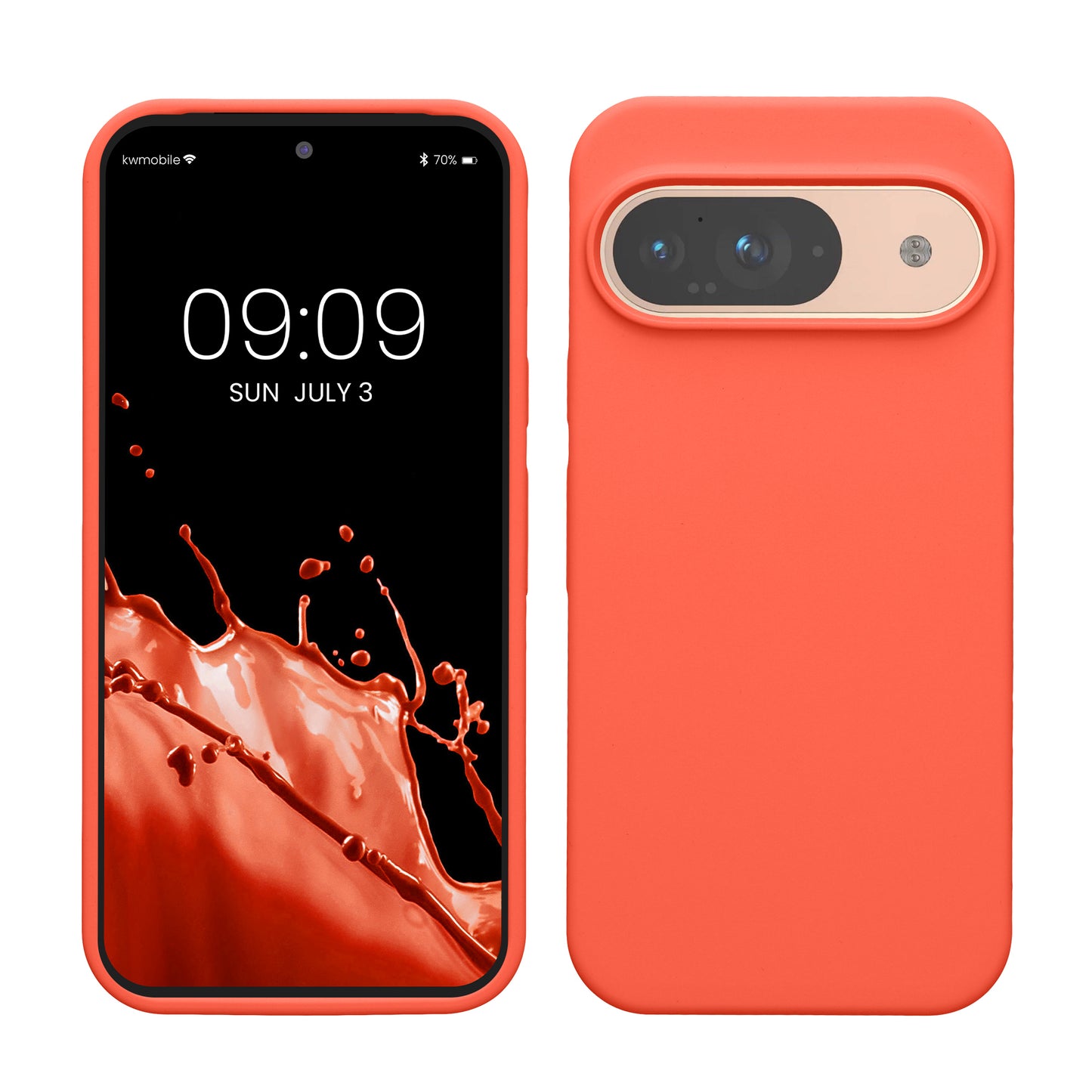 kwmobile Handyhülle für Google Pixel 9 Hülle / Google Pixel 9 Pro Hülle, für Pixel 9 Hülle / Pixel 9 Pro Hülle, für Pixel 9 Case / Pixel 9 Pro Case - Hülle Silikon - kabelloses Laden - Leuchtende Koralle Leuchtende Koralle  