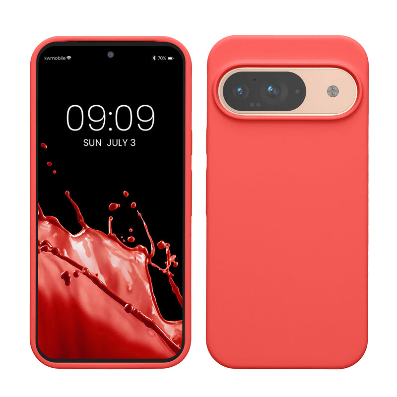kwmobile Handyhülle für Google Pixel 9 Hülle / Google Pixel 9 Pro Hülle, für Pixel 9 Hülle / Pixel 9 Pro Hülle, für Pixel 9 Case / Pixel 9 Pro Case - Hülle Silikon - kabelloses Laden - Neon Koralle Neon Koralle  